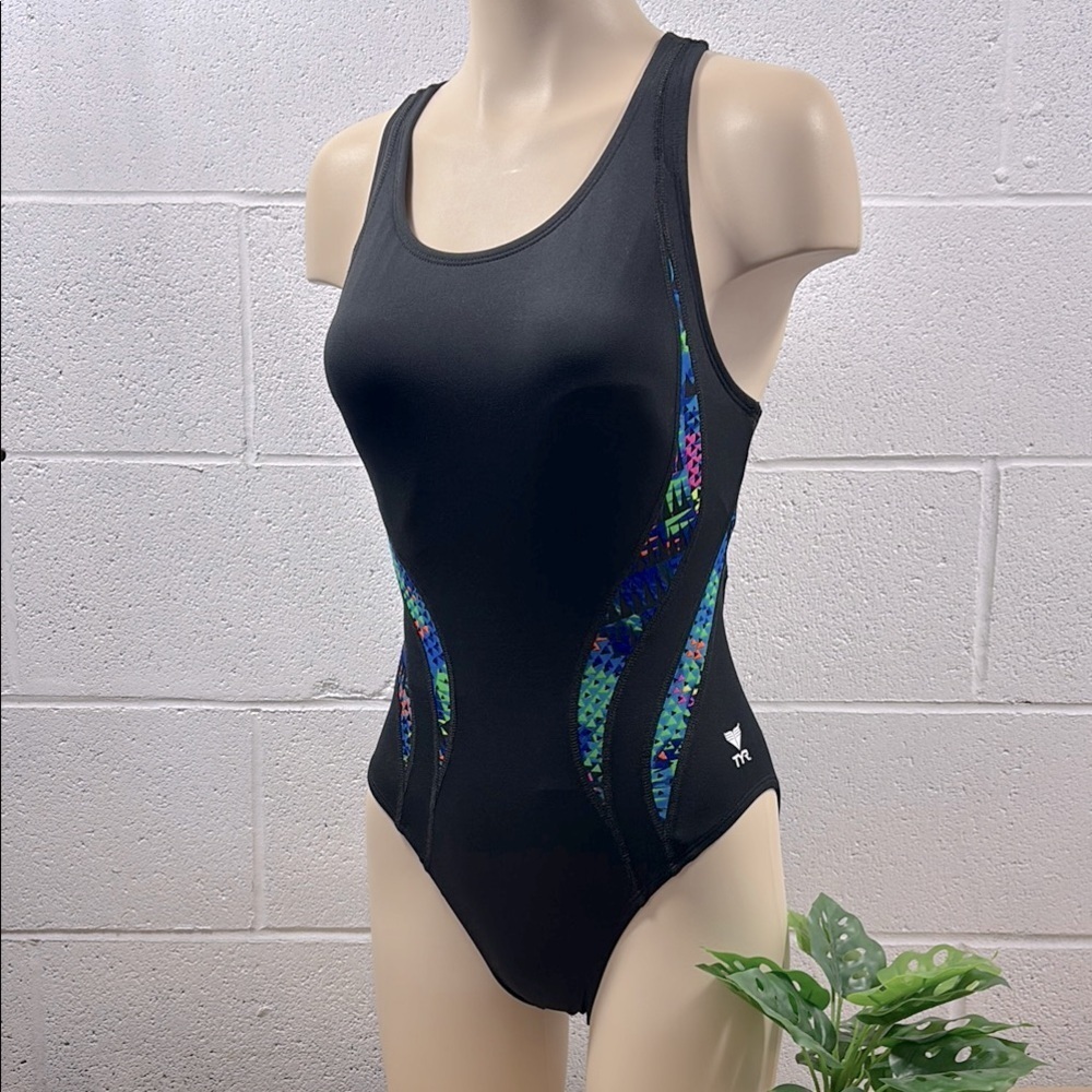 TYR Black and Blue One Piece Racerback Swimsuit​​​